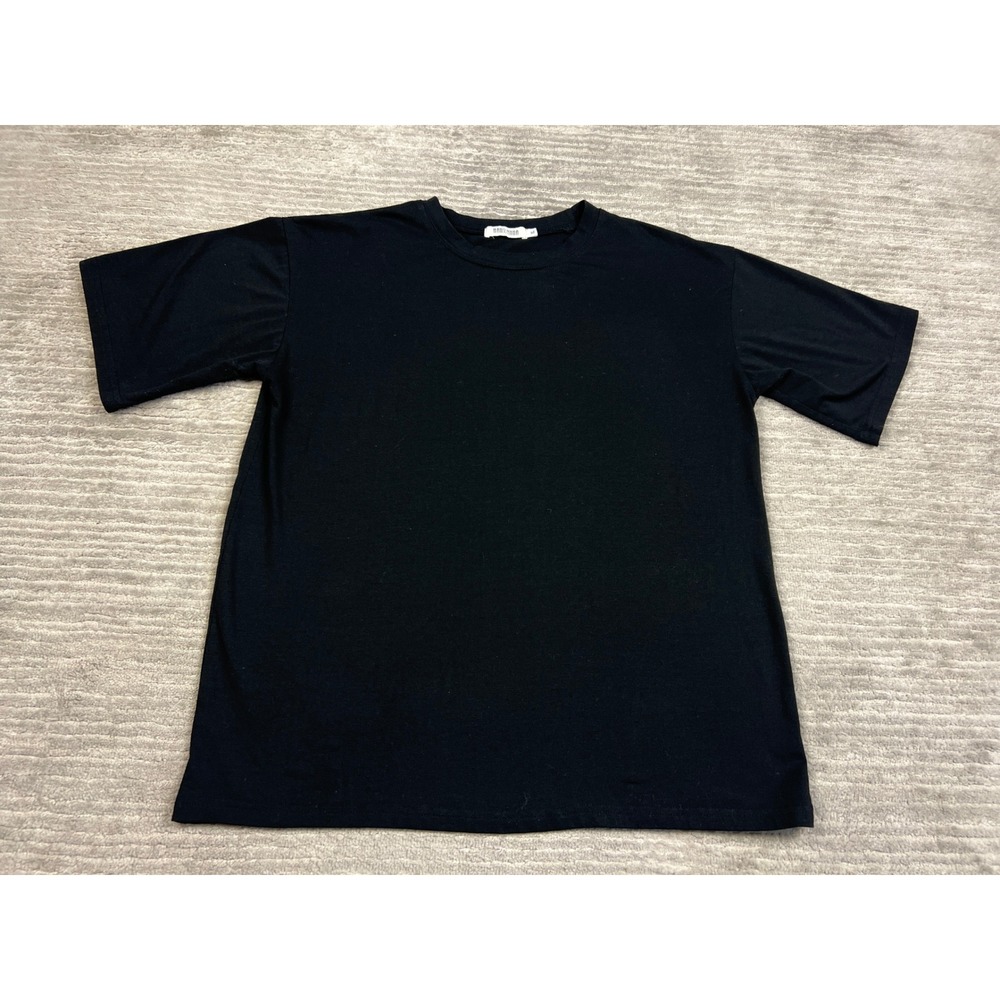 Hanjianna T-Shirt Mens XL‎ Black Solid Basic Crew Neck Short Sleeve Relaxed Tee